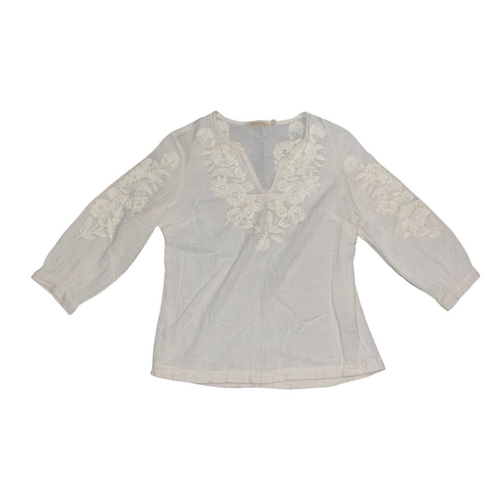 Soft Surroundings Peasant Lace Blouse SZ PL Fairy Coastal Boho Coquette Artsy